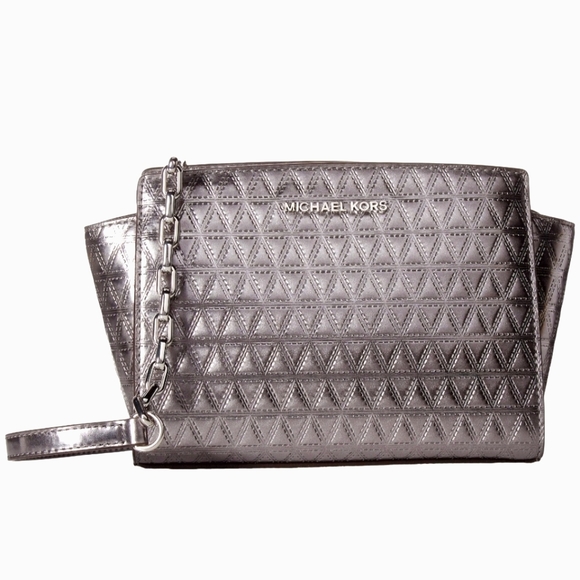 🆕️ NWT MK Leather Selma Gunmetal Messenger Bag - Picture 1 of 6